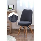 riselerhome Yıkanabilir Streç Lastikli Likralı Oval Sandalye Kılıfı - Yuvarlak Sandalye Örtüsü - Antrasit - 40 x 60 cm