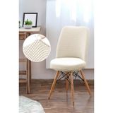 riselerhome Yıkanabilir Streç Lastikli Likralı Oval Sandalye Kılıfı - Yuvarlak Sandalye Örtüsü - Krem - 40 x 60 cm