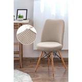 riselerhome Yıkanabilir Streç Lastikli Likralı Oval Sandalye Kılıfı - Yuvarlak Sandalye Örtüsü - Vizon - 40 x 60 cm