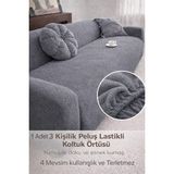 riselerhome Yumuşacık Welsoft Lastikli 3 Kişilik Koltuk Örtüsü Kaymaz Esnek ve Yıkanabilir Koltuk Kılıfı - 180 x 230 cm - Antrasit