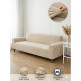 riselerhome Yumuşacık Welsoft Lastikli 3 Kişilik Koltuk Örtüsü Kaymaz Esnek ve Yıkanabilir Koltuk Kılıfı - 180 x 230 cm - Vizon