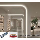 RISHANG Rıshang Cob Şerit LED 24V ve Trafo Kiti – 10 Metre Set - Metrede 480 LED – Yüksek Crı > 90 – Noktasız Aydınlatma - 6500K - Beyaz Işık