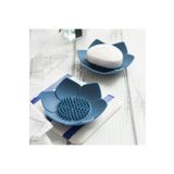 Risi Co 2x Lotus Desenli Sabun Ve Sünger Tutacağı Silikon Su Giderli Lotus Şekilli Şık Katı Sabunluk