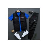 Risil-Nu Company Basic BMW Mpower Baskılı Kapitone Yelek -Yazlık Eşofman Altı -T-Shirt 3'lü Alt Üst Takım