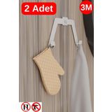 Risingmaber 3m Yapışkanlı Beyaz Çift Kancalı Askılık, Bornoz Askı, Mutfak Banyo Askısı(2 Adet) Mt89b