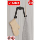 Risingmaber 3m Yapışkanlı Siyah Çift Kancalı Askılık, Bornoz Askı, Mutfak Banyo Askısı(2 Adet) Mt89s