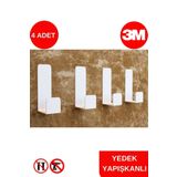 risingmaber 4 Adet Metal Beyaz 3m Yapışkanlı Askılık Kapı Arkası Bornoz Askılığı Mutfak Askı Banyo Askılık Mt75b
