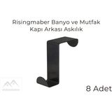 Risingmaber Askılık Banyo Havlu Askılığı Mutfak Askılığı Kapı Askılığı Elbise Askılığı 8'li Paket - Mat Siyah