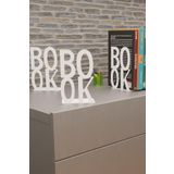 Risingmaber Dekoratif Beyaz Book Yazı Tasarımlı Kitap Tutucu Desteği Metal Kitap Tutucu (İkili Set)Mk3b