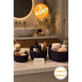 Risingmaber Kahverengi El Yapımı Tres Kordon Organizer 3lü Sepet Seti Mutfak ve Banyo Düzenleyici MC5K