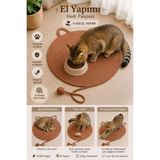Risingmaber Kiremit Renk El Yapımı Tres Kordon Kedi Paspası Köpek Paspası ve Mama ve Su Kabı Paspası MC9KR