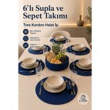 Risingmaber Mavi El Yapımı Tres Kordon 6lı Supla ve Sepet Takımı ve Amerikan Servis Takımı MC8M