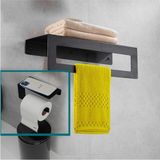 Risingmaber Metal Banyo Havlu Askılığı & Tuvalet Kağıdı Askılığı 2li Set Mat Siyah MT53S - Çok Renkli - Siyah - Plastik