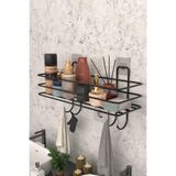 risingmaber Metal Siyah Yapışkanlı Banyo Düzenleyici Raf, Şampuanlık Duş Rafı ve Organizer MT119S