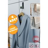 Risingmaber Siyah 4’lü Yapışkanlı Askılık Kapı Arkası Bornoz Askısı Banyo Mutfak Havlu Askısı MT75SD