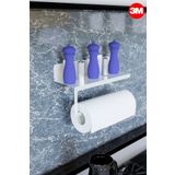 risingmaber Ultra Güçlü Yapışkanlı Beyaz Metal Baharatlık Raflı Havluluk, Kağıt Havlu Tutucu MT94B