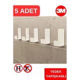 Risingmaber Yapışkanlı Beyaz Askılık Kapı Arkası Bornoz Askılığı Yapışkanlı Mutfak Banyo Askılığı Havlu, Elbise Askılığı 5'Li Set 3M Yapışkanlı Tasarım Mt78b