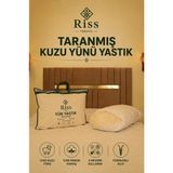 Riss Tekstil %100 Doğal Taranmış Kuzu Yünü Dolgulu Yastık ( 50cm x70cm / 1000gr ) - 50 × 70 cm - Beyaz