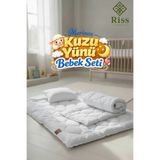 riss tekstil , %100 Doğal Yün Dolgulu Bebek Uyku Seti (Yün Yorgan + Yün Alez + Yün Yastık)