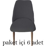 Rişte Home 6 Lı A Kalite Sandalye Kılıfı Büyük Oval Likralı Yıkanabilir Lastikli Bambu Sandalye Örtüsü 6 Adet - 50 x 50 cm - Antrasit