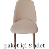 Rişte Home 6 Lı A Kalite Sandalye Kılıfı Büyük Oval Likralı Yıkanabilir Lastikli Bambu Sandalye Örtüsü 6 Adet - 50 x 50 cm - Vizon