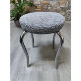 Rişte Home Lastıklı Çubuk Desen Jakarlı Yuvarlak Standart Tabure Örtüsü 28-35CM Uyar 1 Adet - 28 x 35 cm - Gri