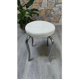 Rişte Home Lastıklı Çubuk Desen Jakarlı Yuvarlak Standart Tabure Örtüsü 28-35CM Uyar 1 Adet - 28 x 35 cm - Krem