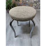 Rişte Home Lastıklı Çubuk Desen Jakarlı Yuvarlak Standart Tabure Örtüsü 28-35CM Uyar 1 Adet - 28 x 35 cm - Vizon