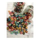 Rita 8 mm Yuvarlak Pastel Renkli Altın Harf Boncuk – Telefon Askısı ve Takı Hobi Malzemesi 25 Gr