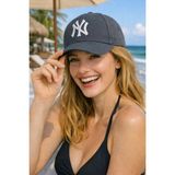 Ritagarcia Ny Nakışlı Unisex Beyzbol Şapkası - Ayarlanabilir Spor Kep - Füme - Beyaz - Standart
