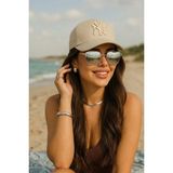 Ritagarcia Ny Nakışlı Unisex Beyzbol Şapkası - Ayarlanabilir Spor Kep - Standart - Bej