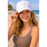 Ritagarcia Ny Nakışlı Unisex Beyzbol Şapkası - Ayarlanabilir Spor Kep - Standart - Beyaz