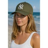 Ritagarcia Ny Nakışlı Unisex Beyzbol Şapkası - Ayarlanabilir Spor Kep - Standart - Haki - Beyaz