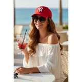 Ritagarcia Ny Nakışlı Unisex Beyzbol Şapkası - Ayarlanabilir Spor Kep - Standart - Kırmızı