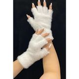Ritagarcia Peluş Kesik Parmak Eldiven - Standart - Beyaz