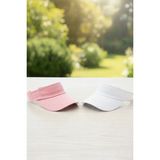 Ritagarcia Ritagarci Unisex 2'li Paket Ayarlanabilir Tenis Vizör Şapka Seti - Güneş Koruyucu Spor Siperlik - Standart - Beyaz - Pembe