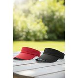 Ritagarcia Ritagarci Unisex 2'li Paket Ayarlanabilir Tenis Vizör Şapka Seti - Güneş Koruyucu Spor Siperlik - Standart - Kırmızı - Siyah