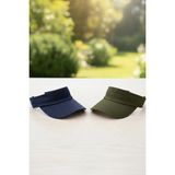 Ritagarcia Ritagarci Unisex 2'li Paket Ayarlanabilir Tenis Vizör Şapka Seti - Güneş Koruyucu Spor Siperlik - Standart - Lacivert - Haki
