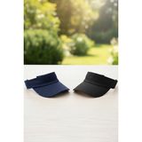 Ritagarcia Ritagarci Unisex 2'li Paket Ayarlanabilir Tenis Vizör Şapka Seti - Güneş Koruyucu Spor Siperlik - Standart - Lacivert - Siyah