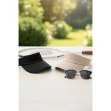 Ritagarcia Ritagarci Unisex 2'li Paket Ayarlanabilir Tenis Vizör Şapka Seti - Güneş Koruyucu Spor Siperlik - Standart - Siyah - Taş