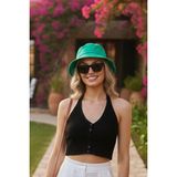 Ritagarcia Unisex Pamuk Gabardin Kova Şapka Bucket Hat Güneş Şapkası - Standart - Yeşil