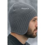 Ritagarcia Unisex Polar Astarlı Kulaklı Bere - Rüzgar Geçirmeyen Termal Kış Beresi - Standart - Gri