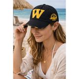 Ritagarcia W Nakışlı Eskitme Model Kadın Beyzbol Şapkası - Vintage Cap - Standart - Koyu Siyah