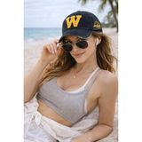 Ritagarcia W Nakışlı Eskitme Model Kadın Beyzbol Şapkası - Vintage Cap - Standart - Siyah