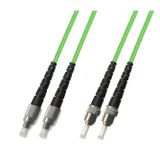 RiteAV 300M (950ft) OM5 100Gb FC - ST Fiber Optik Kablo Dubleks Çok Modlu 50/125 Jumper 300 Metre Yama Kablosu Kireç Yeşili