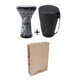 Ritim Müzik Tutkunları I?Çin Siyah Işlemeli Darbuka Ve Kahon Seyahat Kajon Cajon