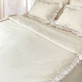 Ritmo Home Açık Bej Fırfırlı Fistolu Pamuklu Vintage Retro Otel Serisi Çift Kişilik Nevresim Takımı - 200 x 220 cm