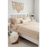 Ritmo Home Açık Bej Fırfırlı Fistolu Pamuklu Vintage Retro Otel Serisi Çift Kişilik Nevresim Takımı