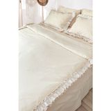 Ritmo Home Açık Bej Fırfırlı Fistolu Pamuklu Vintage Retro Otel Serisi Tek Kişilik Nevresim Takımı