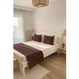 Ritmo Home Biyeli Kahverengi Yatak Runner & Büyük Boy Yastık Kılıfı Seti Çift Kişilik, Çeyiz, Yatak Örtüsü